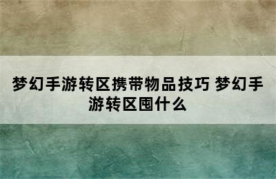 梦幻手游转区携带物品技巧 梦幻手游转区囤什么